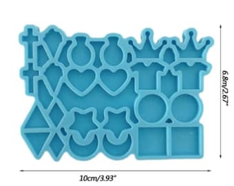 12 Earring Silicone Mold | Cross Ice Cream Heart Stars Crown Moon T-shirt Circle  | M18