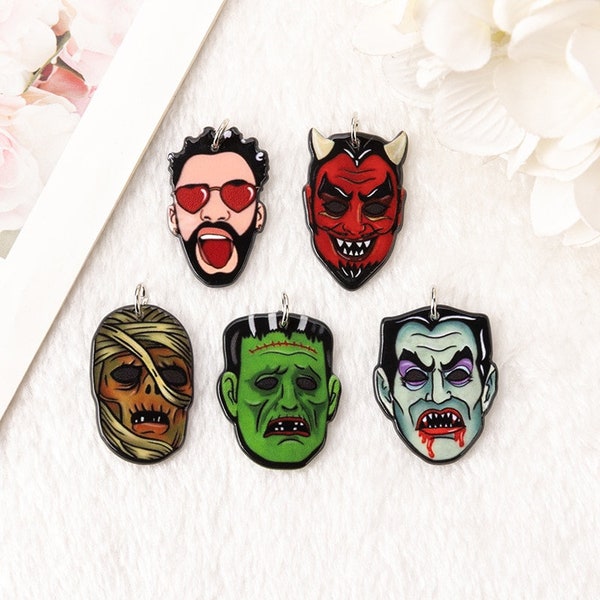 Bad Bunny Charms | Satan Devil | Vampire Dracula | Mummy | Frankenstein | Pendant For Earring Necklace | DIY Making P140