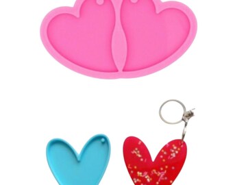 Heart-To-Heart Silicone Mold Keychain | Heart Earring Resin Epoxy Hearts Mould. Ref M5