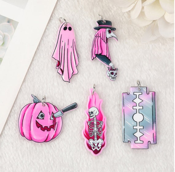 Pastel Goth Charms Spooky Creative Charms Ghost Charm Pumpkin Goth Blade  Charm Skeleton on Fire Pendant Scarecrow Goth P10 
