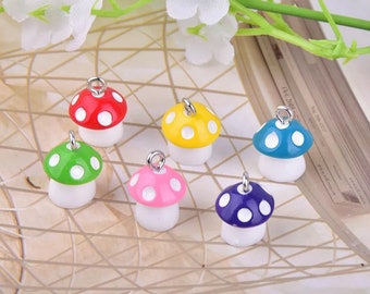 Mushroom 3D Resin Charm Mini Earrings Bracelet Necklace Pendant Jewelry DIY Handmade Craft |  P353