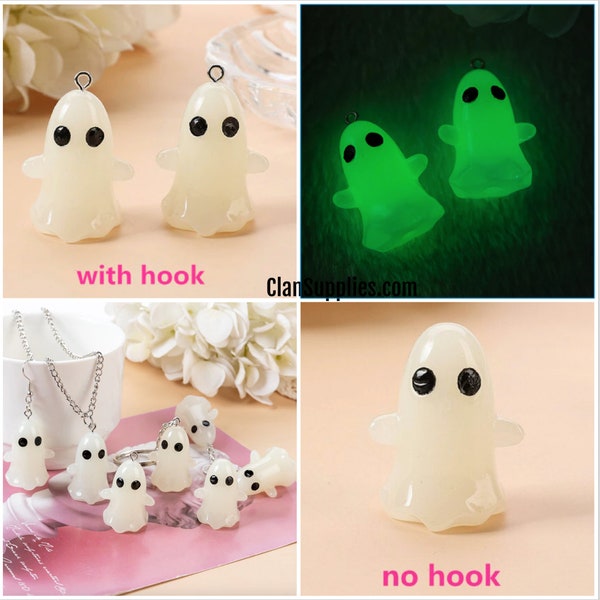 3D Glow In Dark Ghost Resin Charm | Halloween Ghost Charms For Necklace | Keychain | Earrings | Pendant | DIY Making Accessories Ref: P167