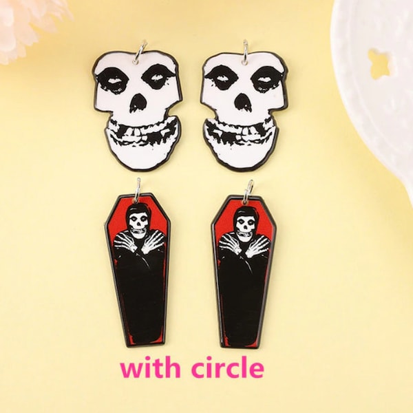 Misfits Fiend Skull Acrylic Charms |  The Crimson Ghost | American Punk Rock Band | Diy Making Charms or Earrings | DIY Jewelry | Ref: P186