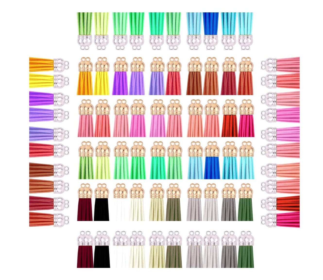 Tassels for Crafts, Anezus 100Pcs Keychain Tassel Set Including