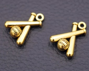 Baseball Charms | Ball Bats Sports | Metal Pendants For DIY Supplies Jewelry Making Finding Accessories | Ref: Z18