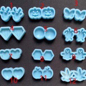 Mini Stud Earrings Silicone Mold: Reindeer, Pumpkin, Butterfly