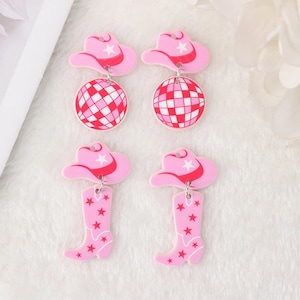 Girl Pink Cowboy Acrylic Charms Cowgirl Pink Hat Cowboy Pink Star Boots ...