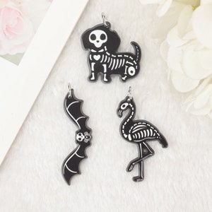 Animal Skeleton Acrylic Charms | Dog Bones Charms | Black Skull Bat  | Flamingo | Jewelry Findings | DIY Making Accessories | P93