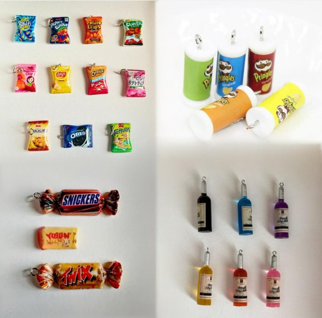 Candy Bags Resin Charm | Potato Chips | Cookies | Chocolate | Snacks | Wine Bottle | Pendant Flat Back |  Ref: P436