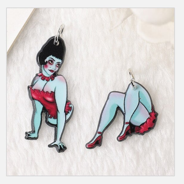 Pinup Girl  Acrylic Charm | Sexy Girl  | Retro Pinup |  Terror Halloween Bloody Girls | P149