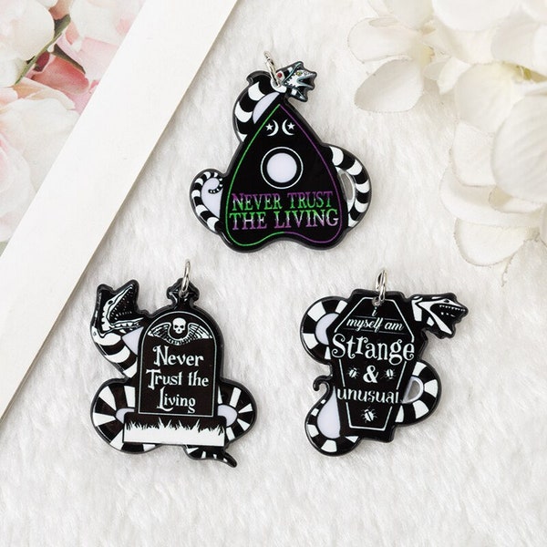 Ouija Snake Acrylic Charms | Never Trust The Living | MySelf am Strange and Unusual  |  Lydia Beetlejuice | DIY Making  Jewelry | P129