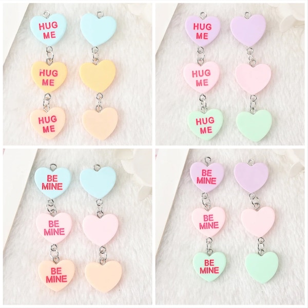 Valentine's Day Charms | Heart Resin Be Mine | Hug Me | DIY Jewelry | Ref: P296