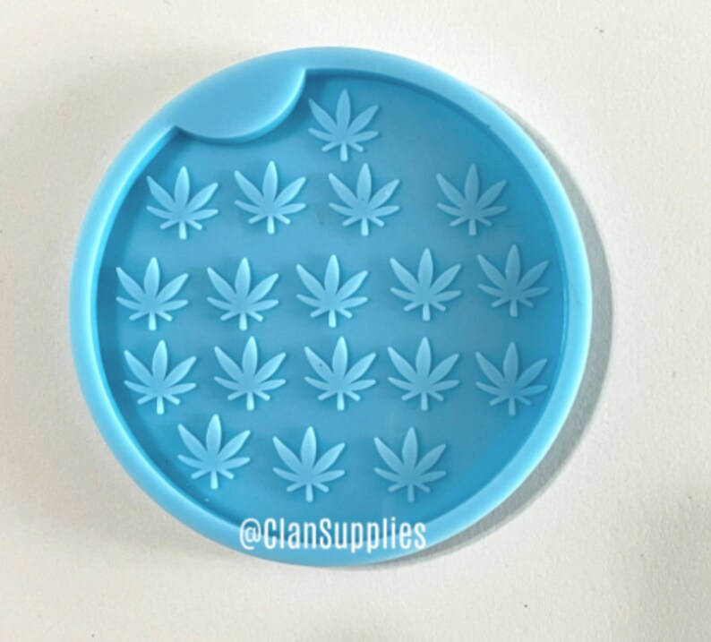 Car Coaster Silicone Mold Resin Minnie Stars Sunflower Leaf Paw USA Flag. Ref: M56 Weed Leaves