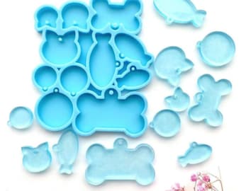 Pet Tag Silicone Mold – Cat, Fish, Bone, Paw Keychain Charms