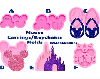 Mouse Shape Silicone Mold Castle Keychain Dual Headband Earring Epoxy Pendant. Ref: M30
