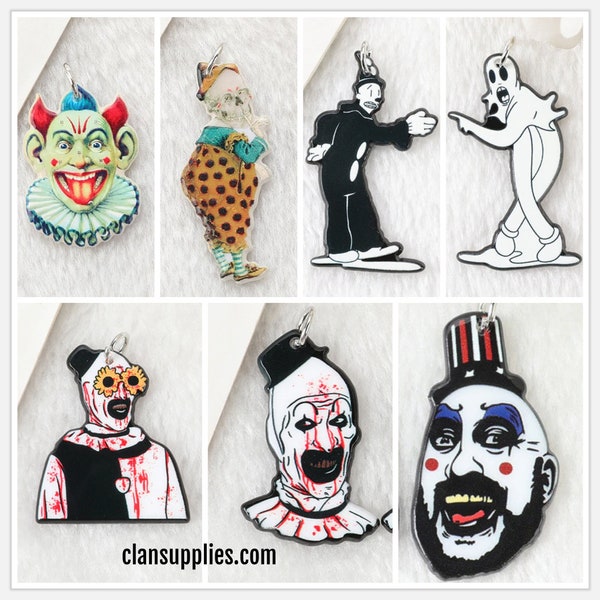 Clown Acrylic Charms | Captain Spaulding | Halloween Scary Skull Bloody | Art The Clown | Koko the Clown | Sunflower Terrifier | Ref: P101