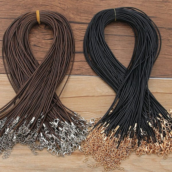 Braided Leather Cord Adjustable 1.5mm x 45cm Black or Brown | Lobster Clasp String Cord 1.5mm | Rope For DIY Necklace or Bracelet