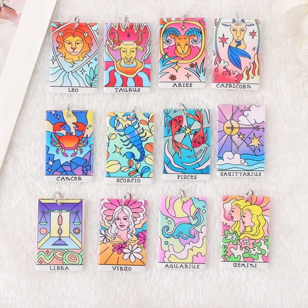 Zodiac Acrylic Charms | Constellations Tarot | Astrology | Astrological | Zodiac | Sign Horoscope | DIY Jelwery | Ref: P209