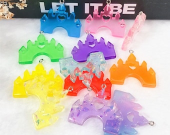 Castle Resin Charms | Multicolor Flatback Castle Resin For Necklace, Keychain, Pendant | DIY Making Accessories | Ref: R1