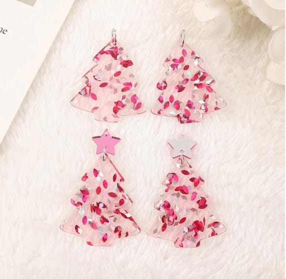 Pink Star Tree Earrings Pink Star Tree Earrings