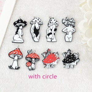 Magic Mushroom Charms | Woman Body Acrylic Charm | Women Mushroom Charm | Mushroom Hat Charm | Sensual Woman Pendant | Naked woman Charm P58