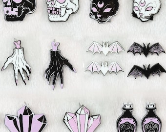 Halloween Acrylic Charm | Bat Charm | Skull Charm | Skull Hand Charm | Cat Charm | Poison Bottle Charm | Quartz Crystals | Horror Charm  P50