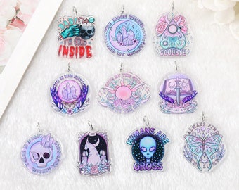 Skull Magic Acrylic Charm | Witch, Alien, Ouija DIY Jewelry | Ref: P179