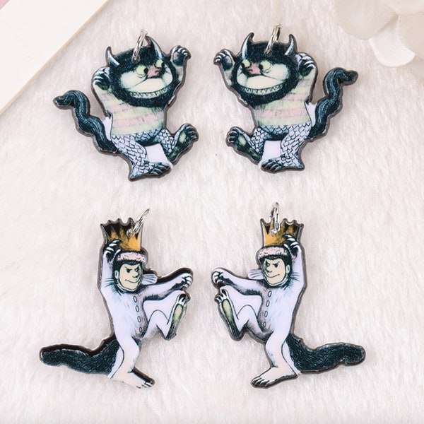 Where the Wild Things Are Acrylic Charms | Max Monster Pendant For Earring Necklace | DIY Jewelry | Making Charms or Earrings | Ref: P184