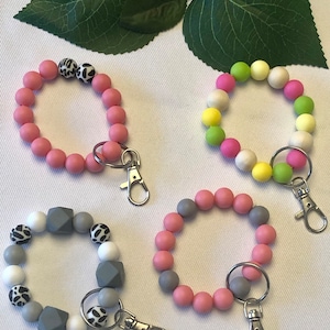 Silicone Bead Wristlet | Stretchy Silicone Keychain | Bead Keychain | Cute Beaded Keychain