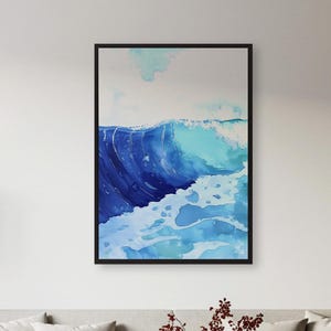 Poster Blue Ocean Wave – Ruhige Küstenwandkunst für beruhigende Schlafzimmer, vom Strand inspirierte Innenräume oder ruhige, minimalistische, moderne Räume