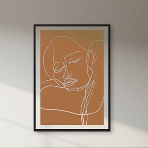 Terracotta Line Art Woman – Minimalist Abstract Female Portrait Poster for Modern Bedrooms, Cozy Interiors, and Warm Contemporary Spaces