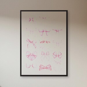 Pink Bows Watercolor Print: Feminine Ribbon Wall Art