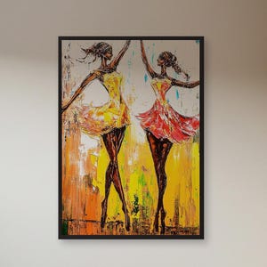 Dancing Ballerinas Canvas Art: Vibrant Abstract Dance Wall Decor