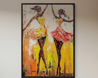 Dancing Ballerinas Canvas Art: Vibrant Abstract Dance Wall Decor
