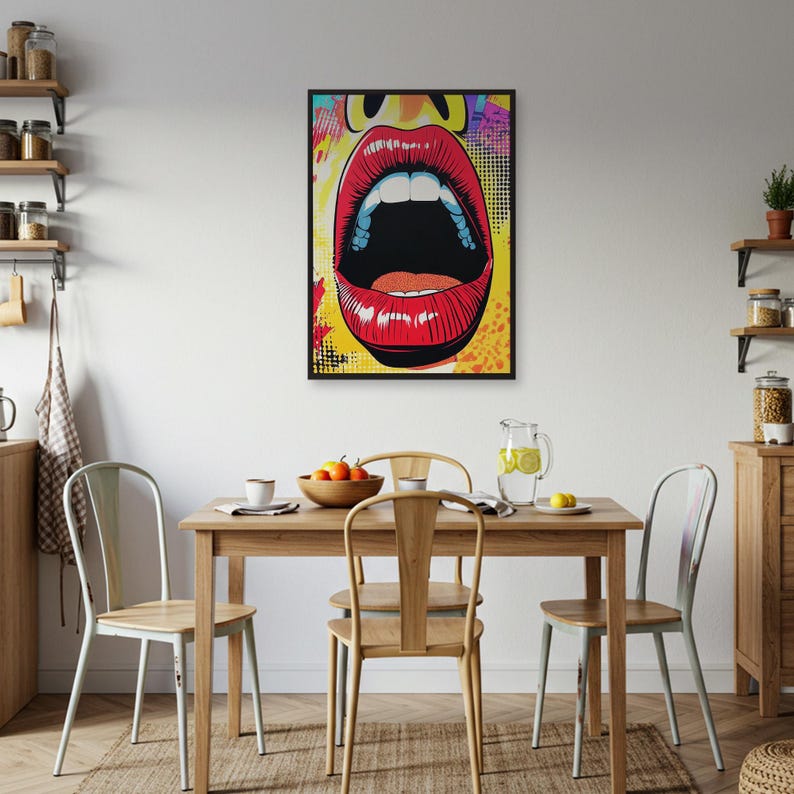 Pop Art Red Lips Print – Bold Comic Wall Art - Etsy
