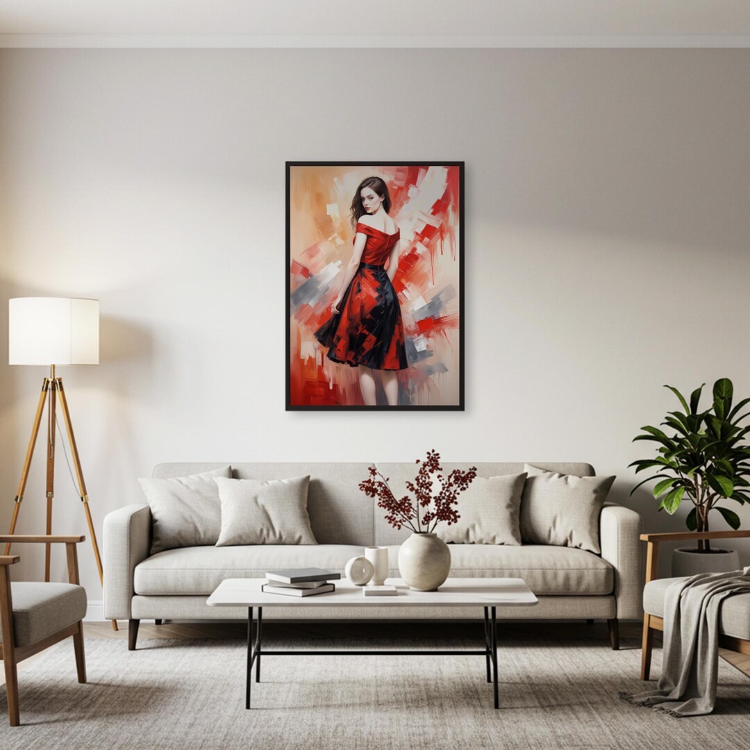 Woman in Red Dress Art Print – Abstract Fashion Illustration - Etsy