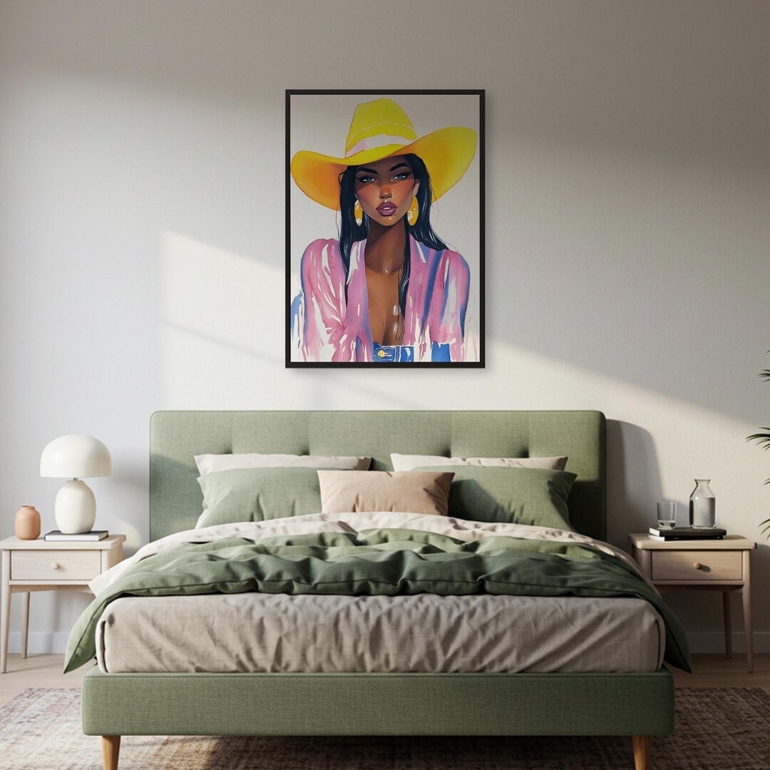 Bold Cowgirl Portrait Poster – Fashionable Western Woman Wall Art for ...