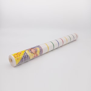 80&#39;s Roll of vintage wallpaper printed with multicolored stripes