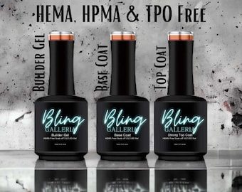 Builder Gel in a Bottle, Base Coat, Top Coat (No Wipe) | All Clear | HEMA, HPMA, TPO, 30 Free uv/led | 15ml | Soak Off | Clear | Gel Nail