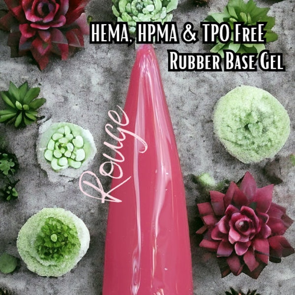 Rouge Rubber Base Gel | HEMA, HPMA, TPO Free uv/led | 15ml | Soak Off | Gel Nail