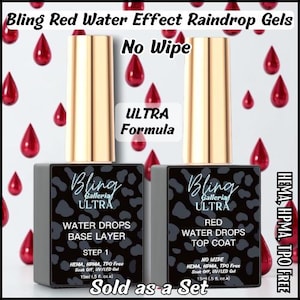 Ultra Red Water Effect 2 Gel Set (Rain Water, Water Drop, Raindrop, Waterglass, Water Drop, Etc.) - Hema, Hpma, Tpo Free
