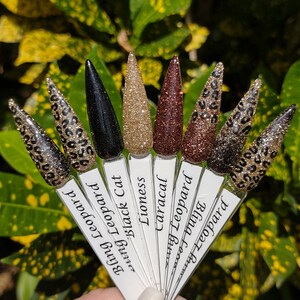 Leopard Collection / 3 Gorgeous Leopard Shade Glitters and Leopard Spots / Create Your Variation / Acrylic Nail Dip Powder