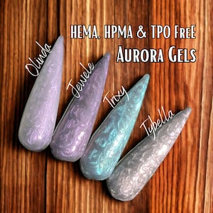 Aurora Pearl Shimmer Gel Polish | Olinda, Jewele, Trixy, Tybella | Thread Shell Nails | HEMA, HPMA, TPO Frees