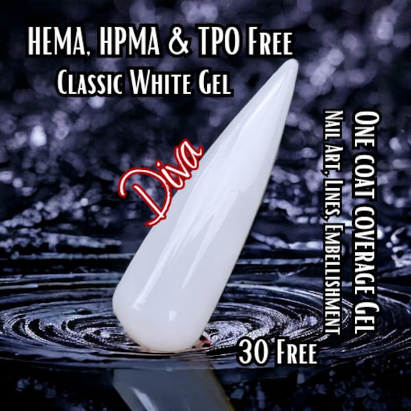 Diva | Super White Gel | Highly Pigmented | One Coat Coverage | HEMA, HPMA, TPO Free uv/led | 15ml | Soak Off | No Odor