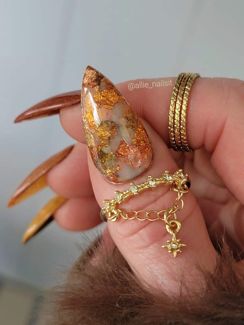 Celestial Blaze Showstopper - Láminas metálicas en tonos cobre, oro, bronce y rosa / Polvo acrílico para uñas imagen 1