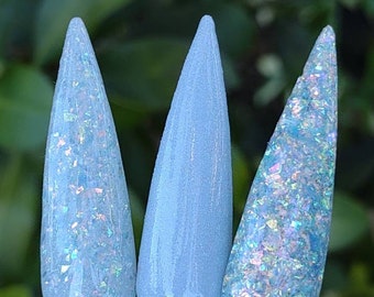 Blue Over You Trio Dips  / Flakes / Foils / Glitter / Acrylic Nail Dip Powder