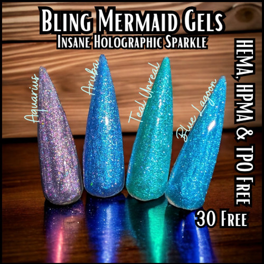 Mermaid Gels Aquarius, Aruba, Blue Lagoon, Teal Unreal Micro Flake Gel ...