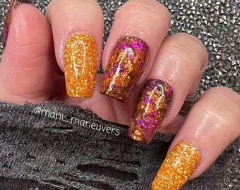 Fire Orchid Duo -  Metallic Foil Flakes Biscotti Glitter Dip / Acrylic Nail Dip Powder