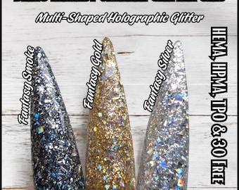 Colección Fantasy Sparkle / Plata fantasía, Oro fantasía, Humo brillante / Libre de HEMA, HPMA y TPO /