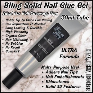 Ultra Solid Nail Glue In A 30Ml Tube - Nail Tips, 3D Features, Nail Embesslishments. Rhinestones - Hema, Hpma, Tpo Free